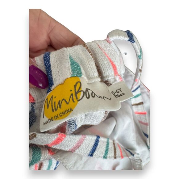 Mini Boden Neon Striped Short Overalls Girls 5-6 Pockets - Picture 3 of 3